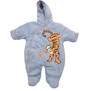 Disney Blue Tigger Footie Hooded Warm Jumpsuit Size 3 to 6 Months